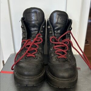 Prada Black Boots with Red Accents